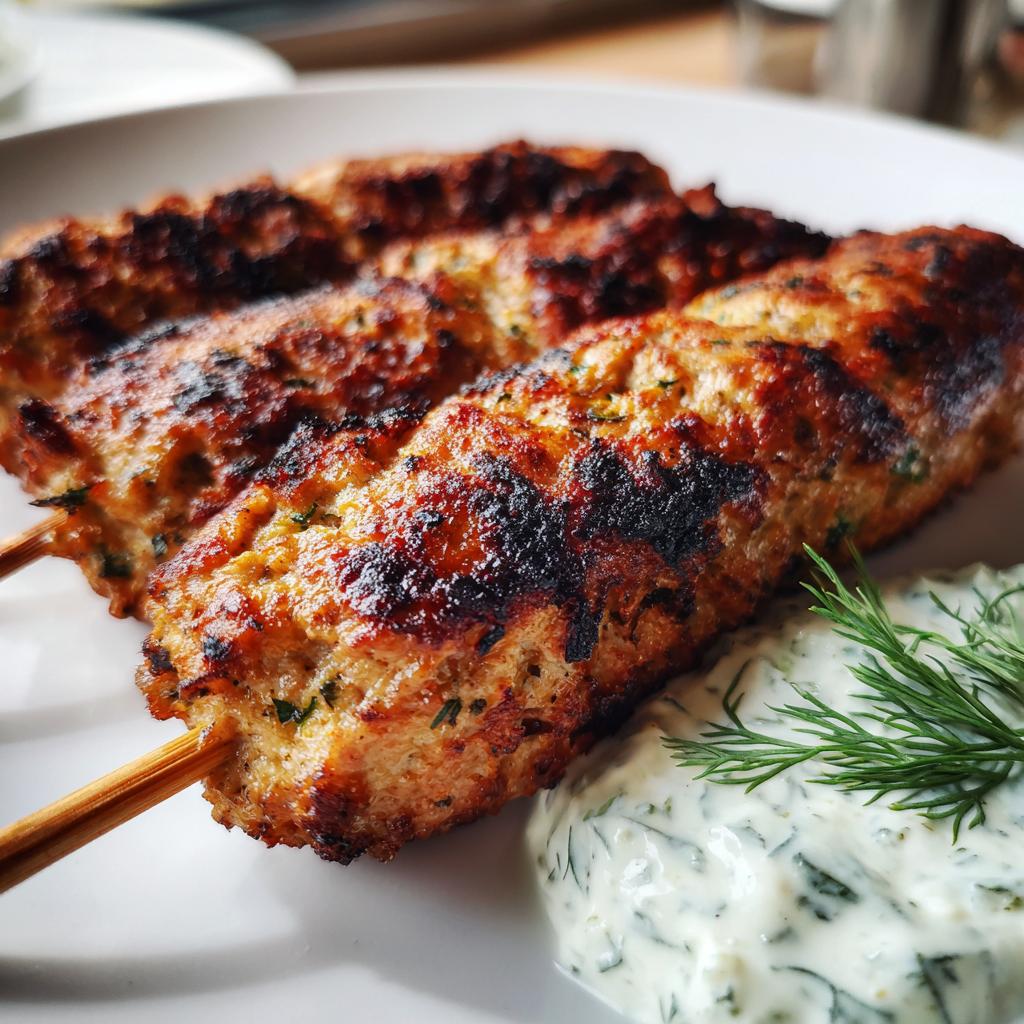 Grilled Turkey Kofta Skewers with Tzatziki Sauce - detail 1