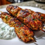 Grilled Turkey Kofta Skewers with Tzatziki Sauce