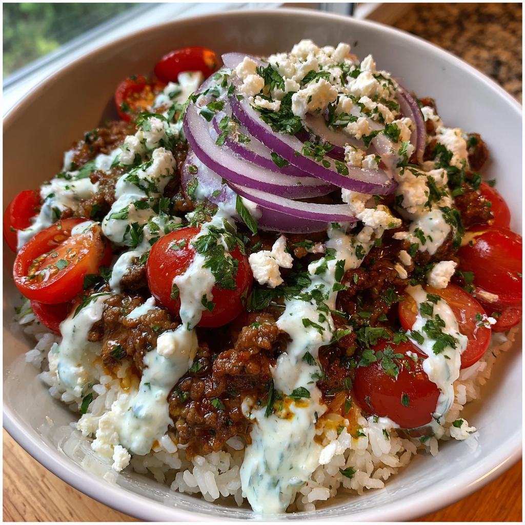 Lamb Gyro Bowls with Creamy Cucumber Sauce