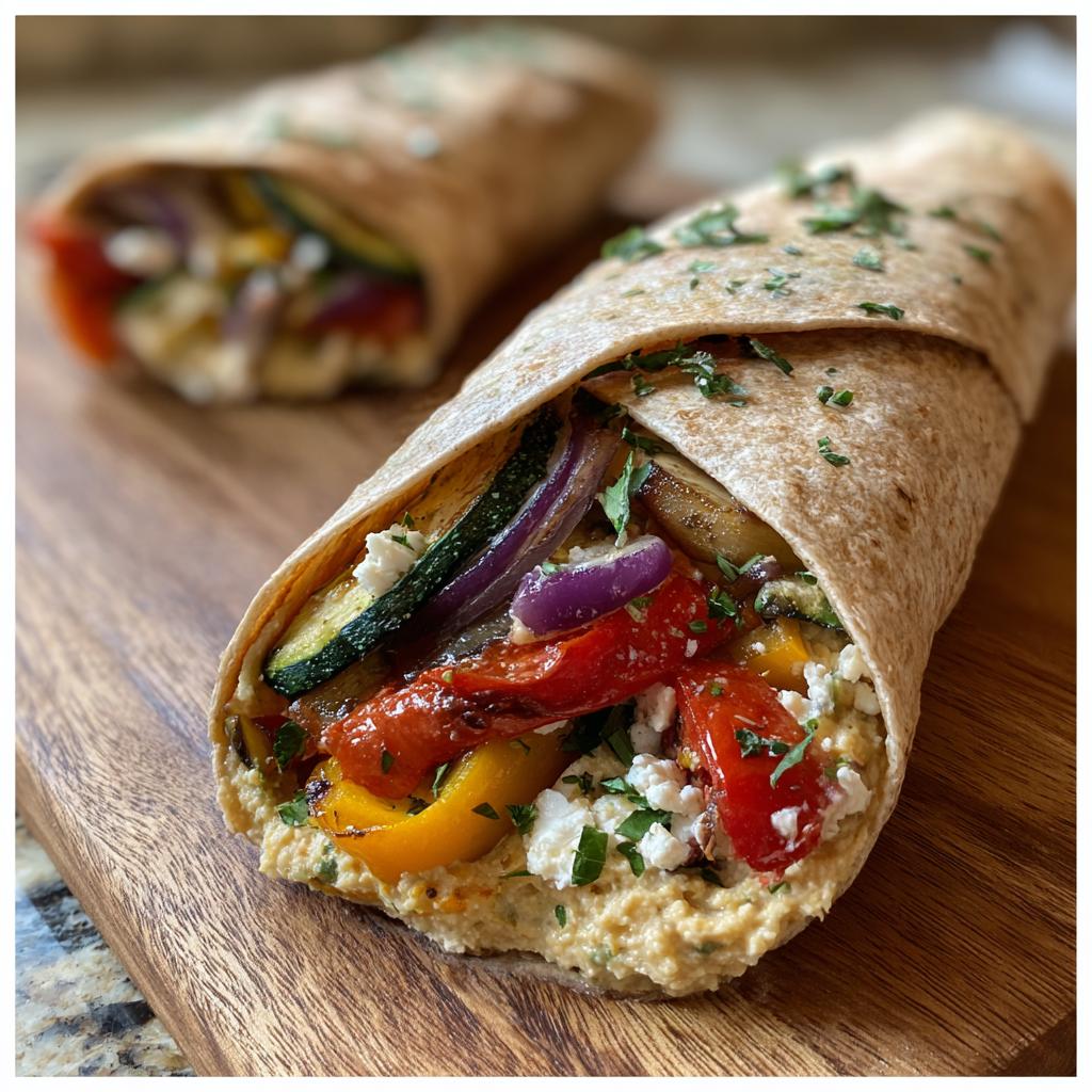 Mediterranean Roasted Vegetable Wraps with Hummus