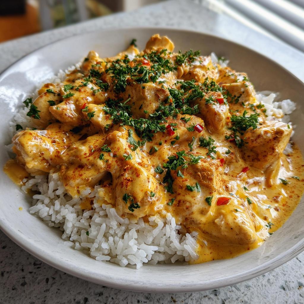Paprika Chicken in Creamy Cheese Sauce with Rice - detail 1