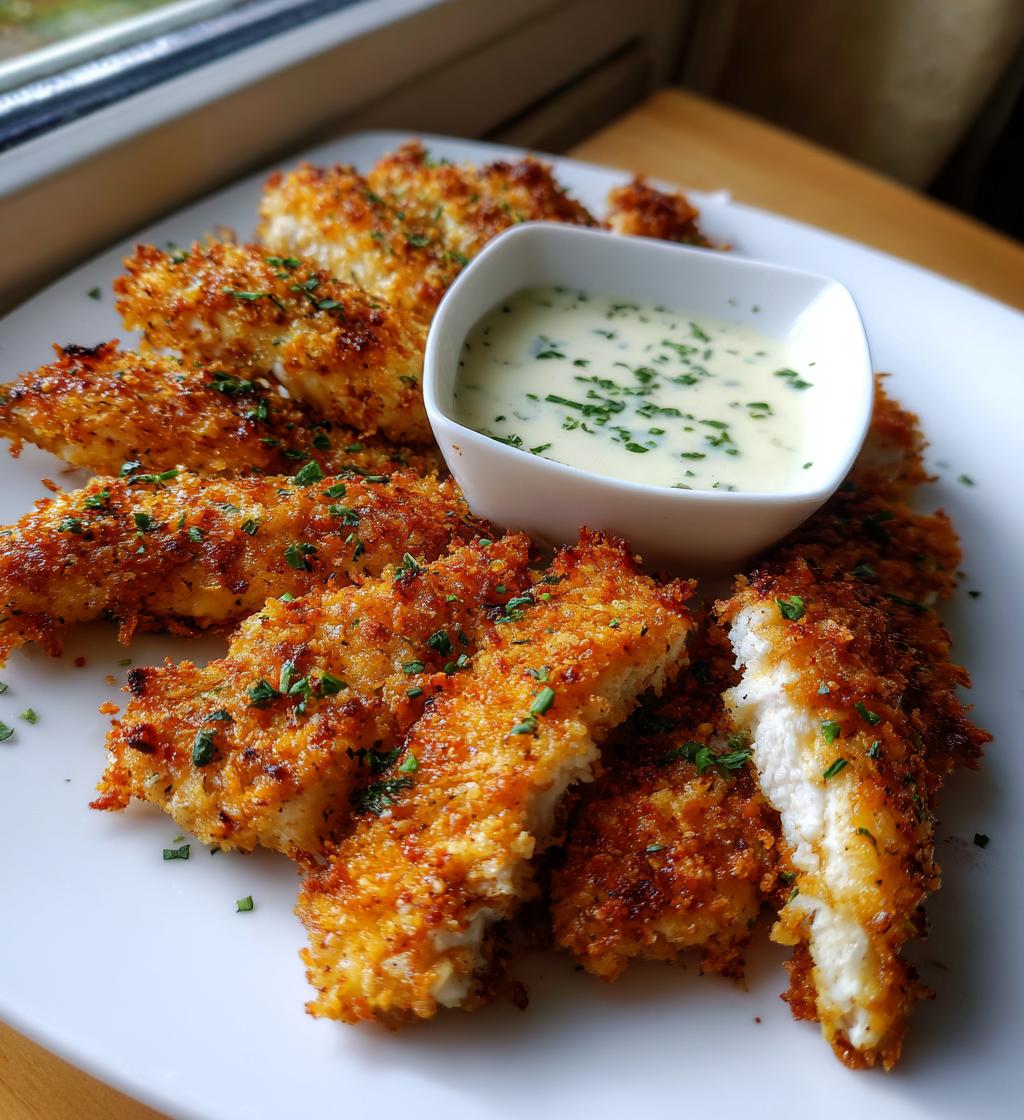 Parmesan-Crusted Chicken Tenders with Garlic Dip - detail 1