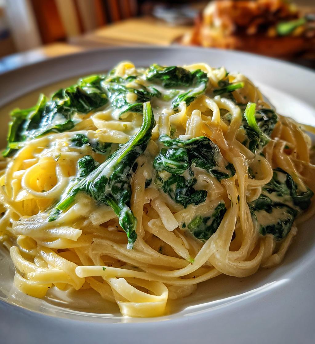 Pasta with Spinach and Lemon Cream Sauce - detail 1