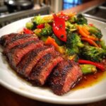 Soy-Ginger Hanger Steak with Stir-Fried Vegetables