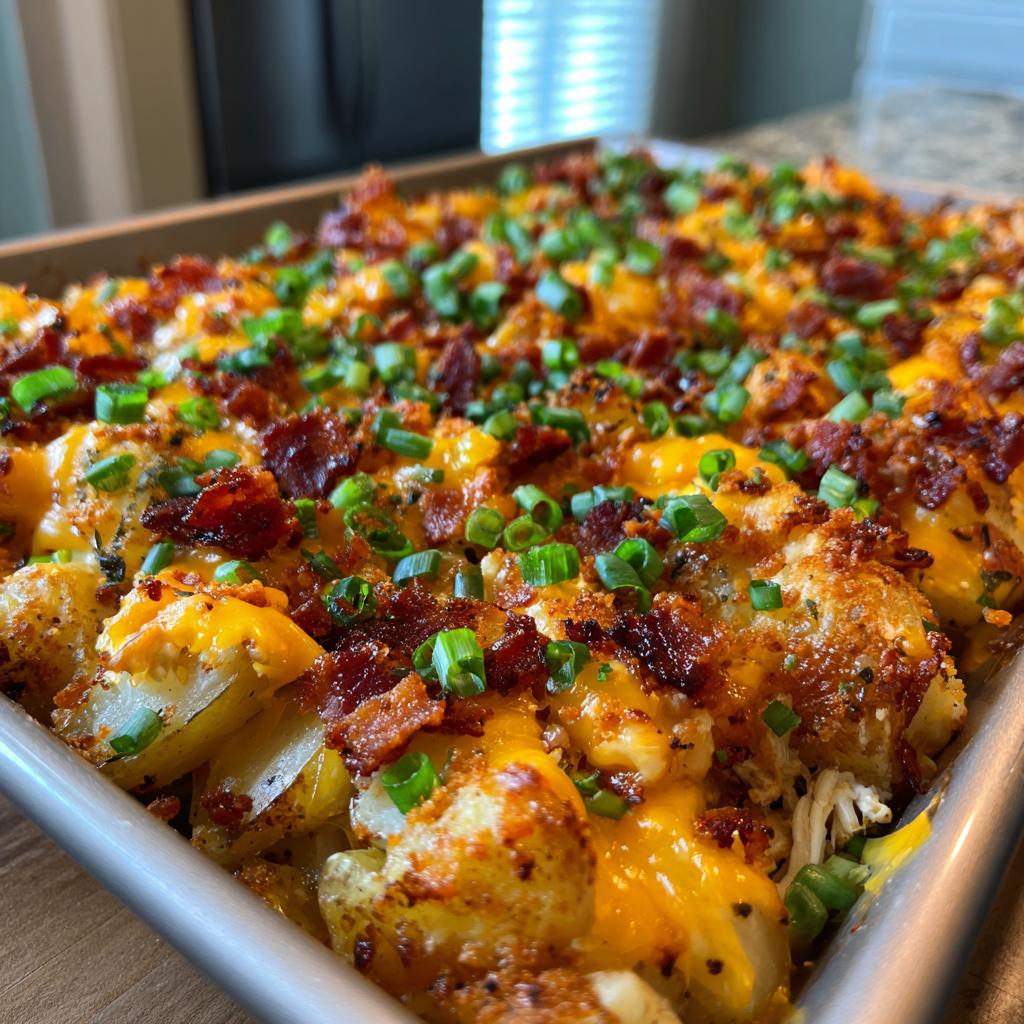 loaded chicken potato casserole - detail 1