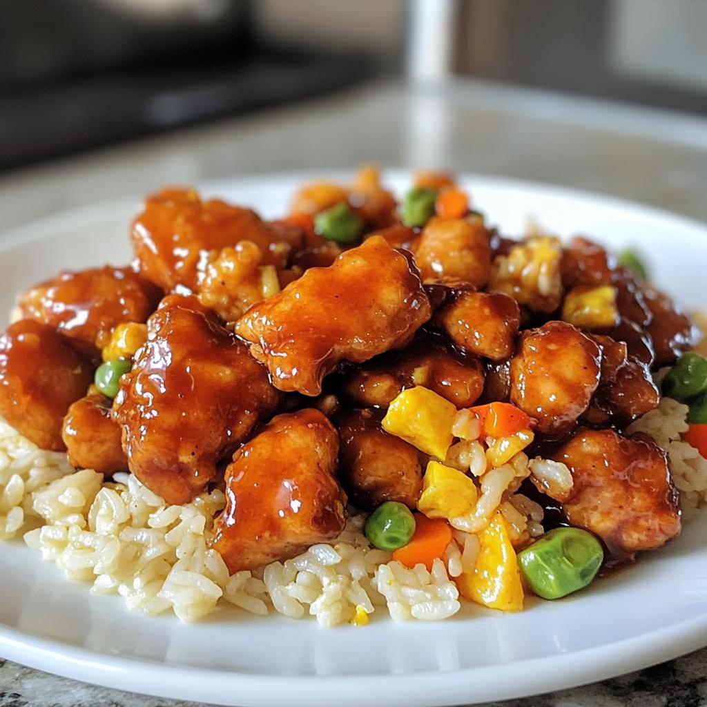 orange chicken and fried rice - detail 1