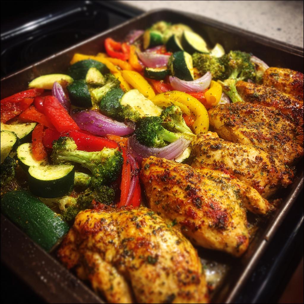 sheet pan vegetables and chicken - detail 1