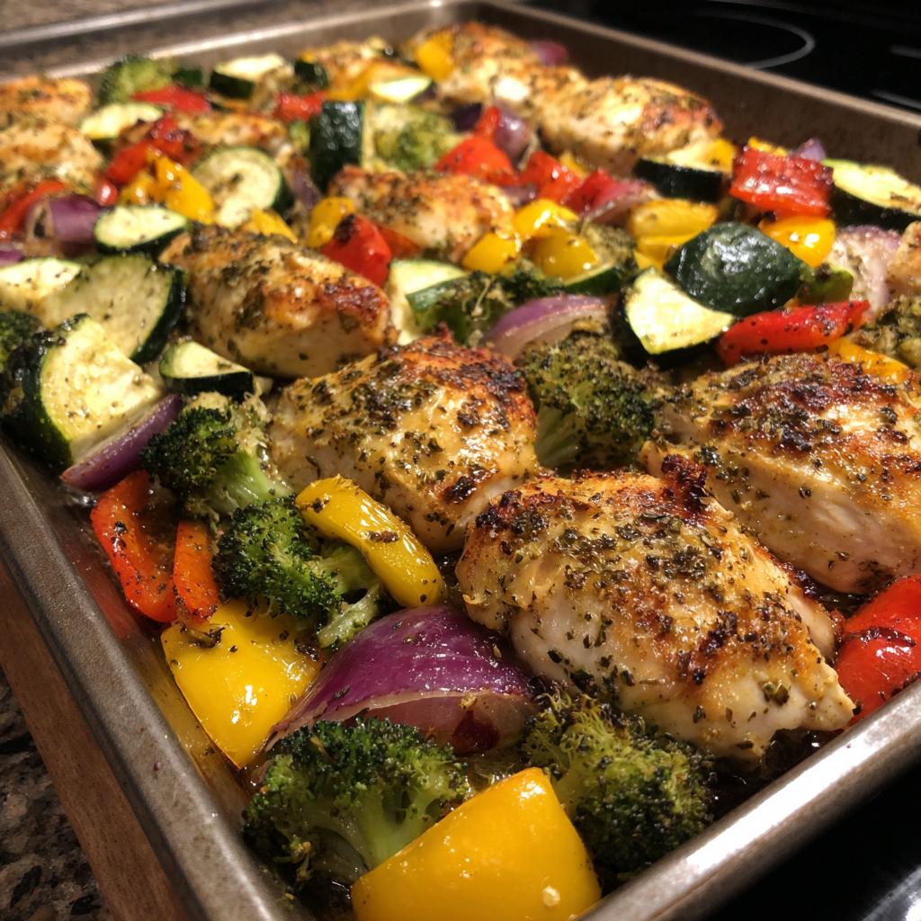 sheet pan vegetables and chicken