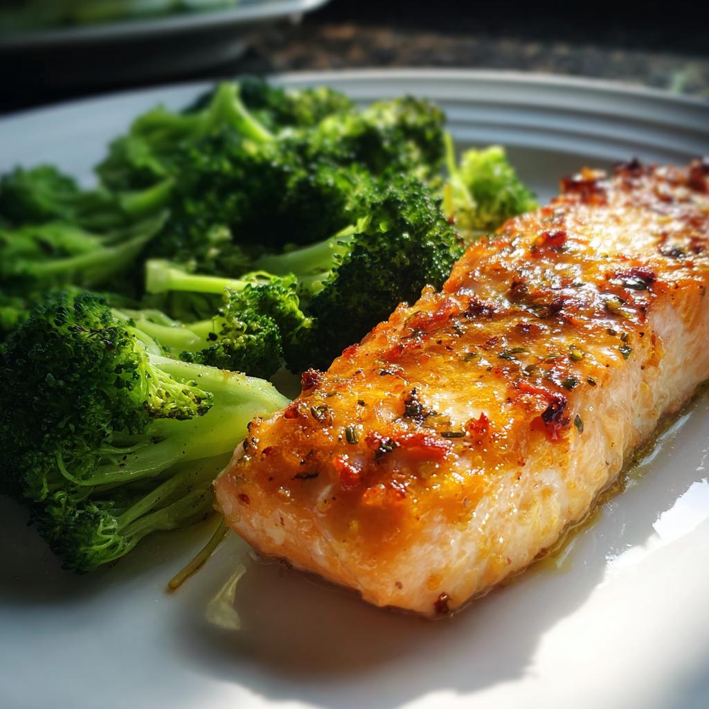 Baked Salmon with Steamed Broccoli - detail 1
