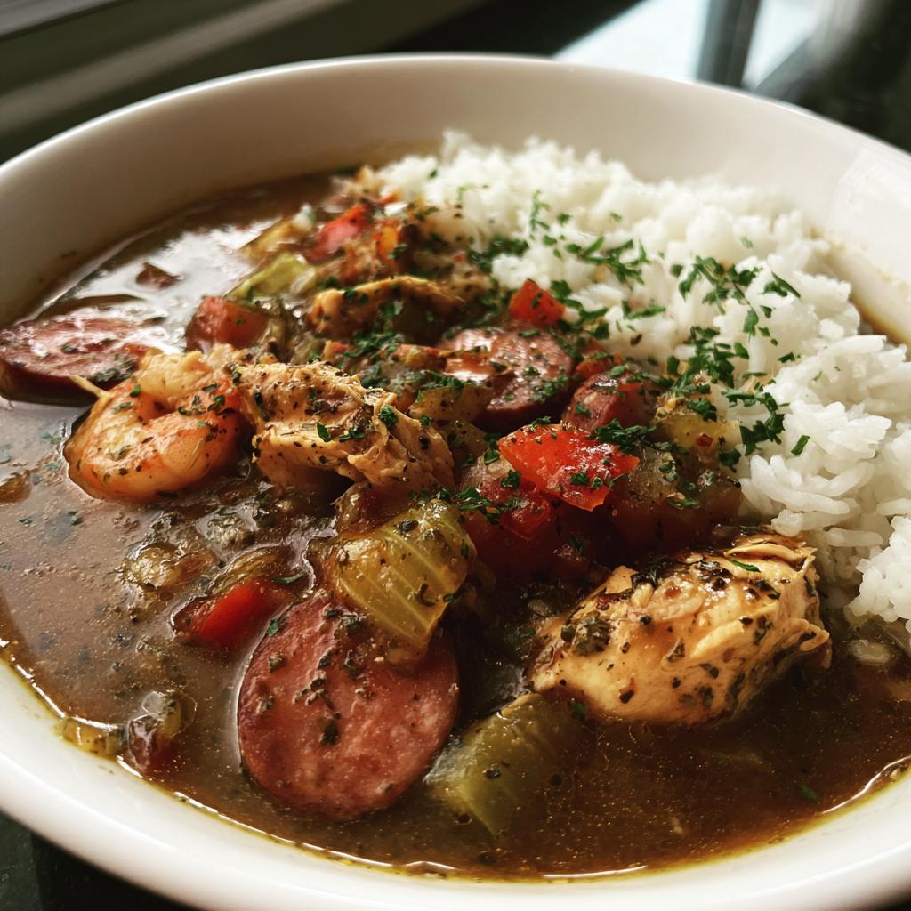 chicken and sausage gumbo - detail 2
