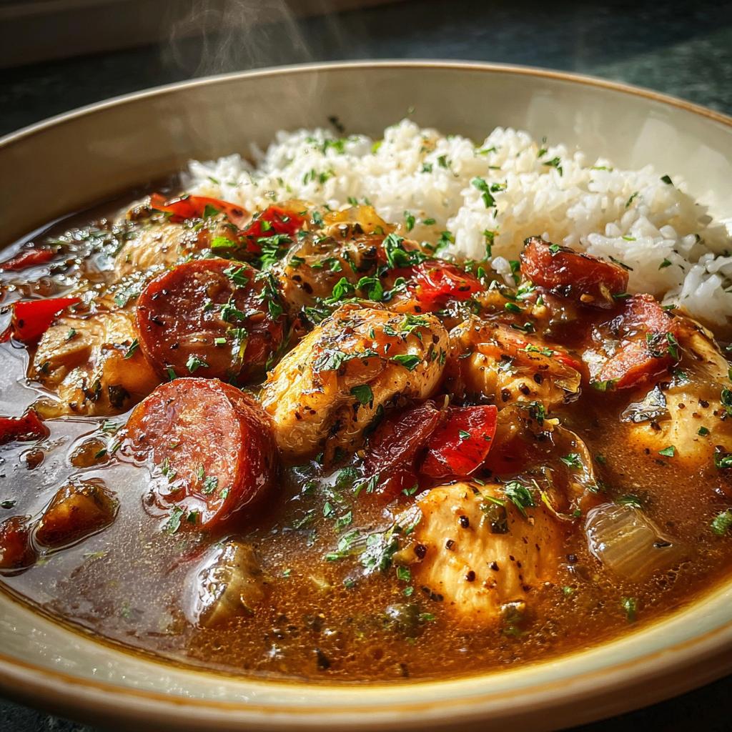 chicken and sausage gumbo - detail 3