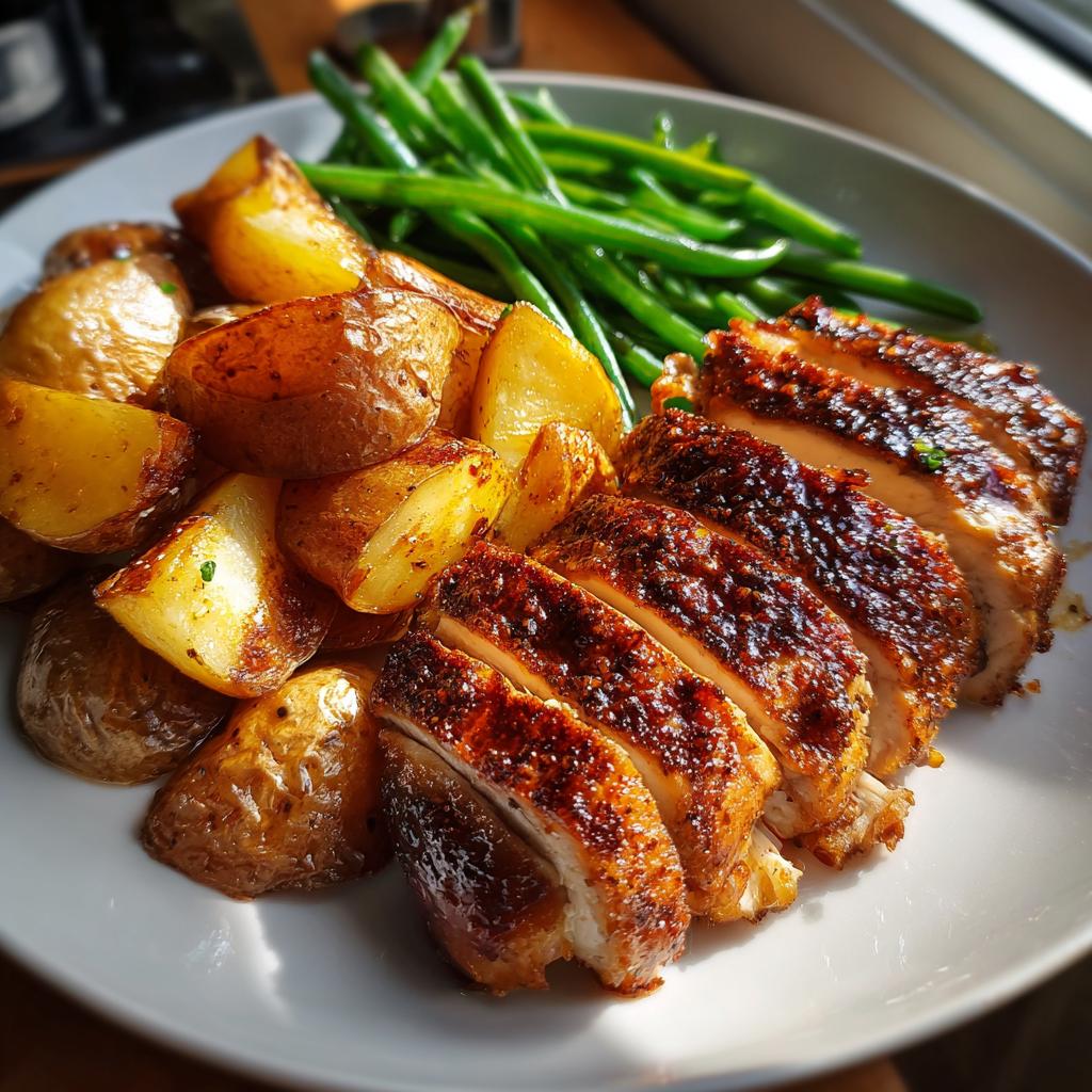 chicken potatoes and green beans - detail 1