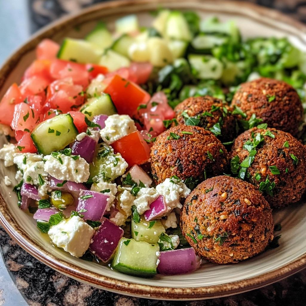 Baked Falafel with Greek Salad