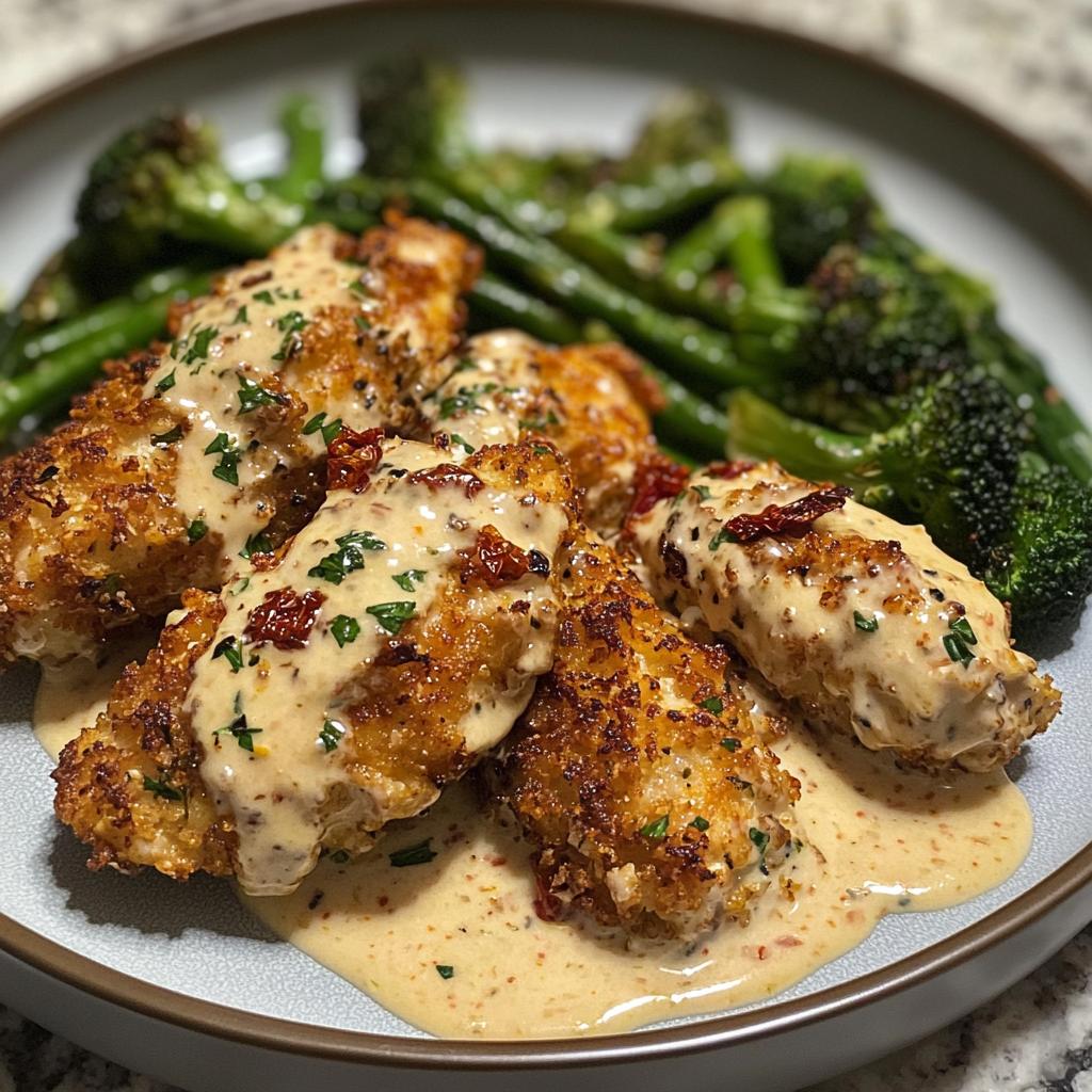 easy garlic parmesan chicken bites recipe with sun dried tomato cajun alfredo charred broccolini