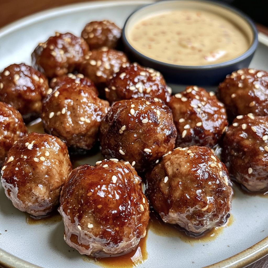 tender korean bbq meatballs with spicy mayo dip