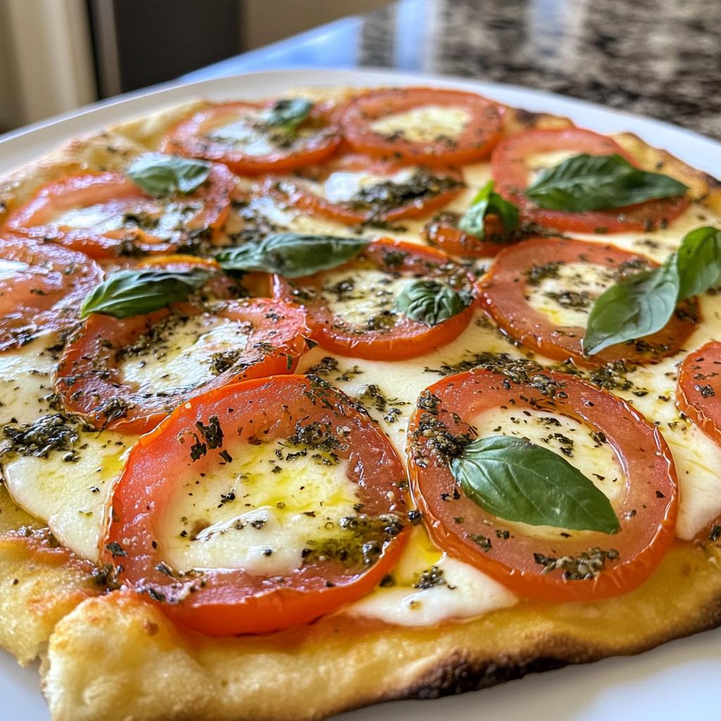 Caprese Pizza with Tomato and Mozzarella