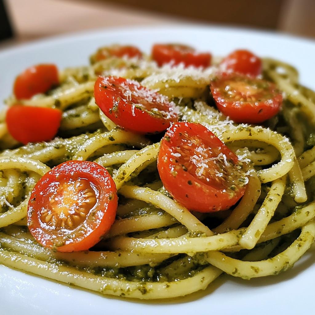 Pesto Pasta with Cherry Tomatoes