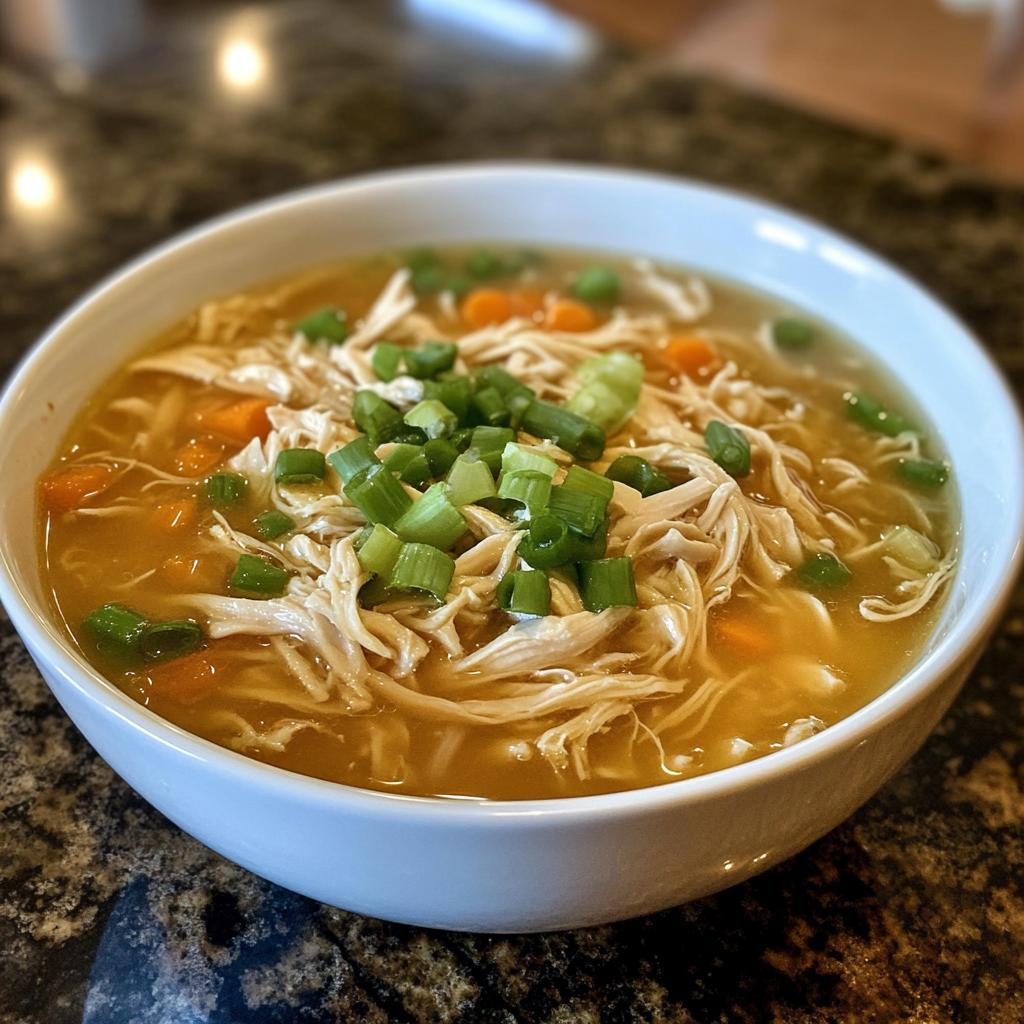 chicken noodle egg drop soup - detail 1