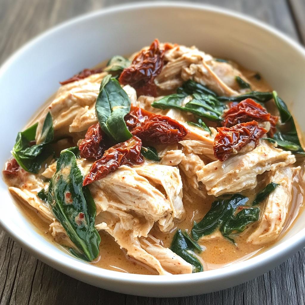 crockpot tuscan chicken with creamy sun dried tomato and spinach sauce recipe