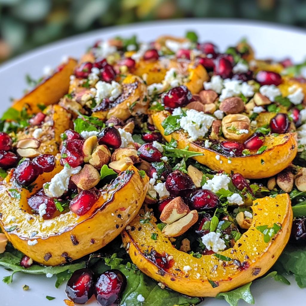 delicata squash salad with pomegranate cranberries pistachios and feta recipe - detail 1