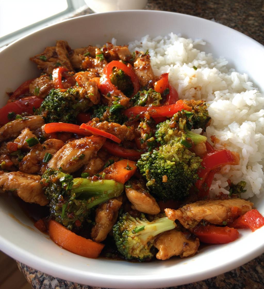 garlic chicken stir fry with rice