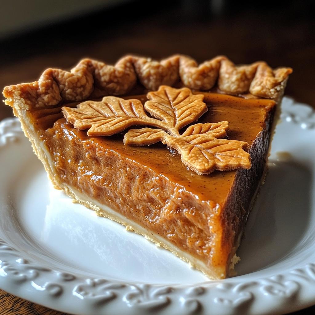 homemade pumpkin pie with decorative vines and leaves recipe