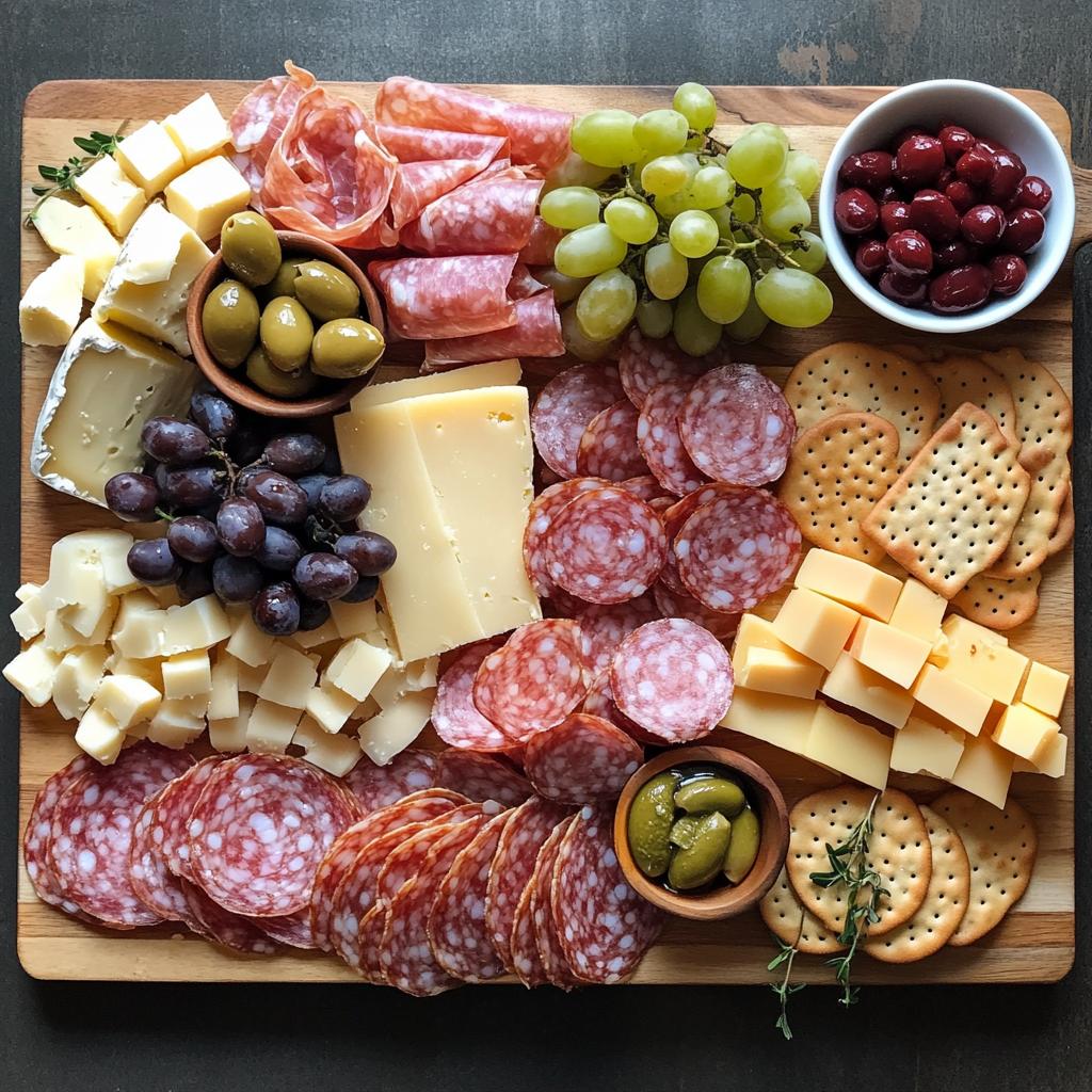 cheese and meat charcuterie board - detail 1