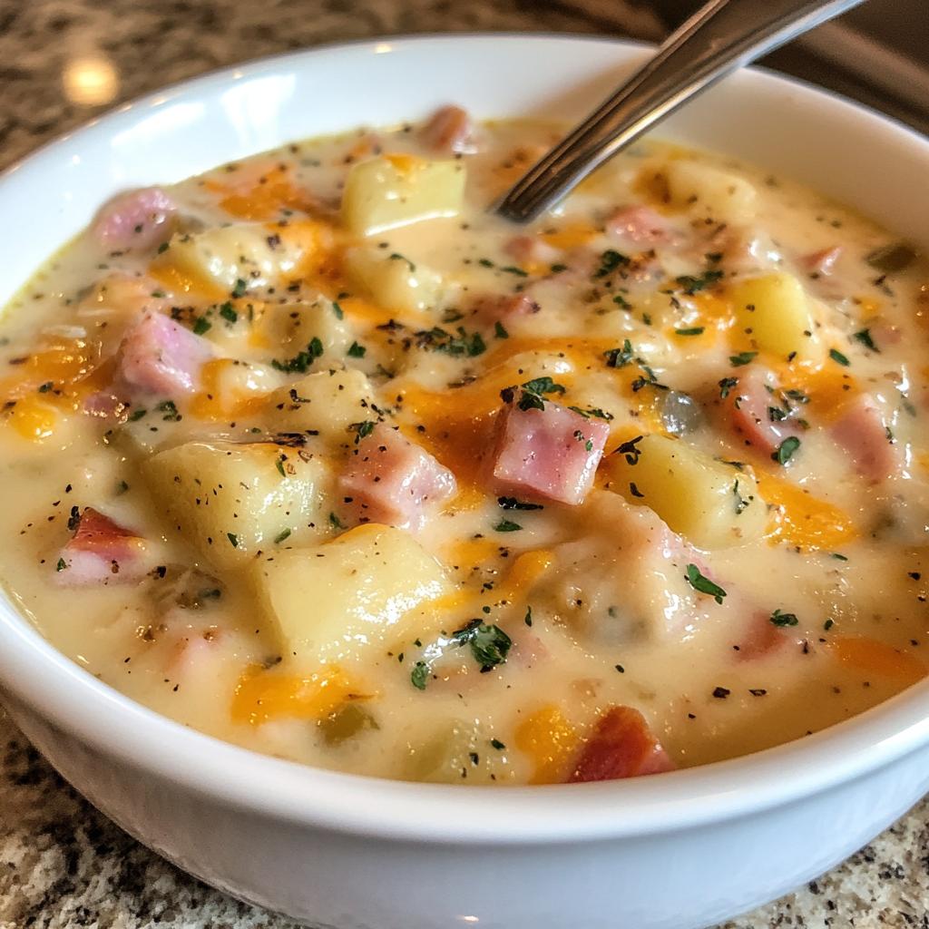 cheesy ham & potato soup - detail 1